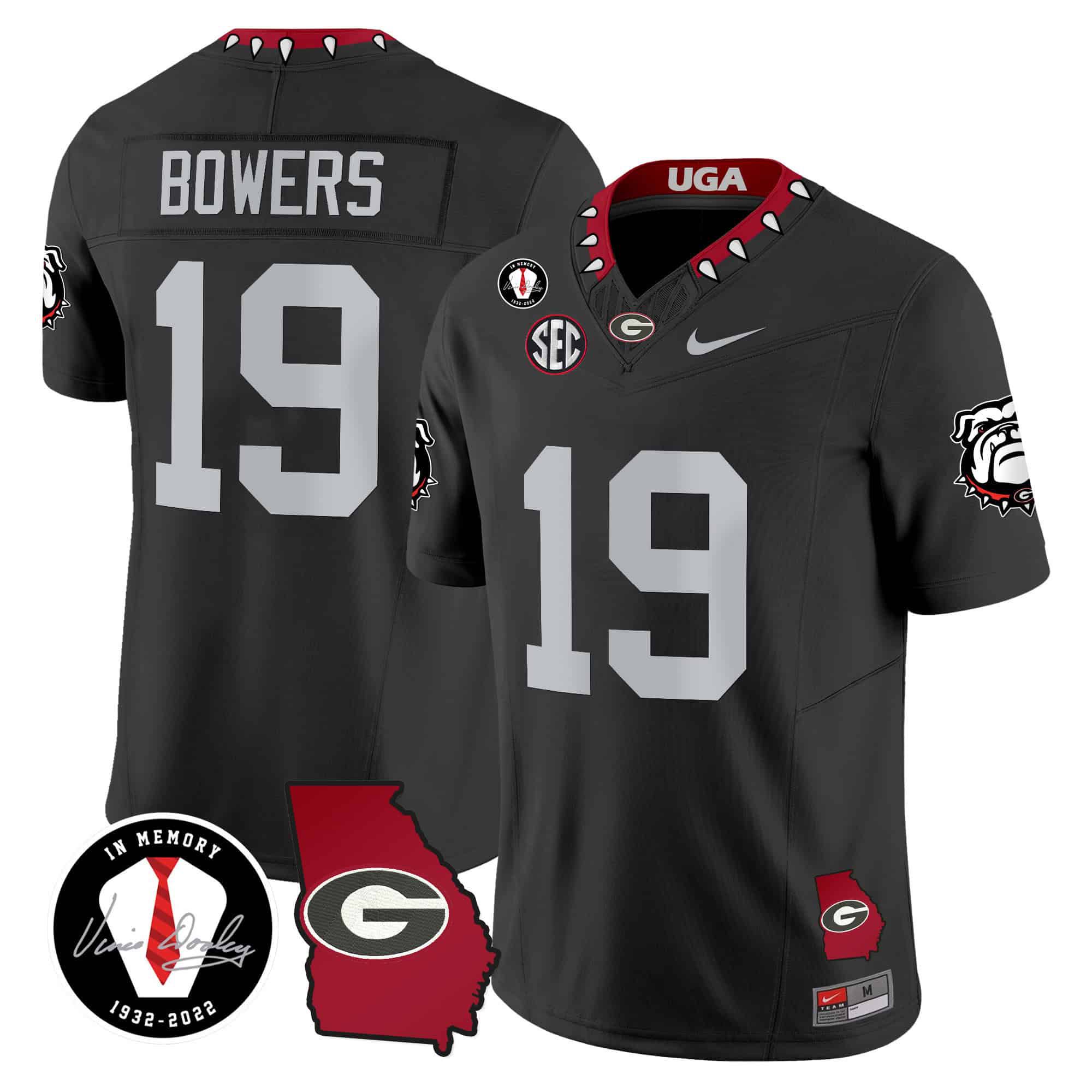 Men Georgia Bulldogs 19 Bowers Black 2024 Nike Vapor NCAA Jersey style 2